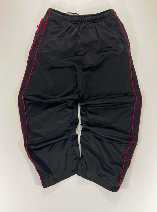 Y2K BLACK & RED TRACK PANTS WITH DRAWSTRING WAIST AND POCKETS (L)
