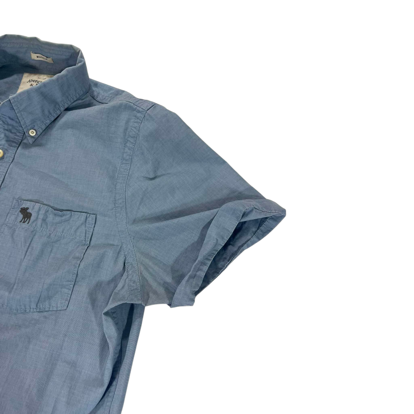 ABERCROMBIE & FITCH BLUE BUTTON-UP (BEST FIT S - MEDIUM)