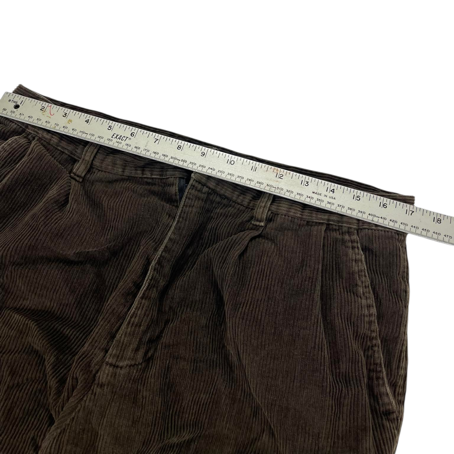 VINTAGE CHISEL BROWN CORDUROY TROUSERS WITH A RELAXED FIT (34)