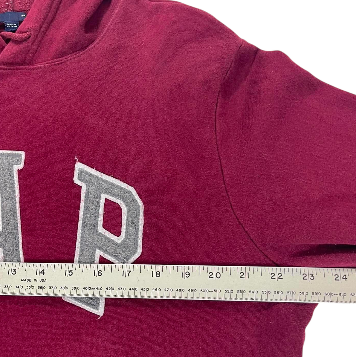 VINTAGE EMBROIDERED GAP BURGUNDY HOODIE (L)