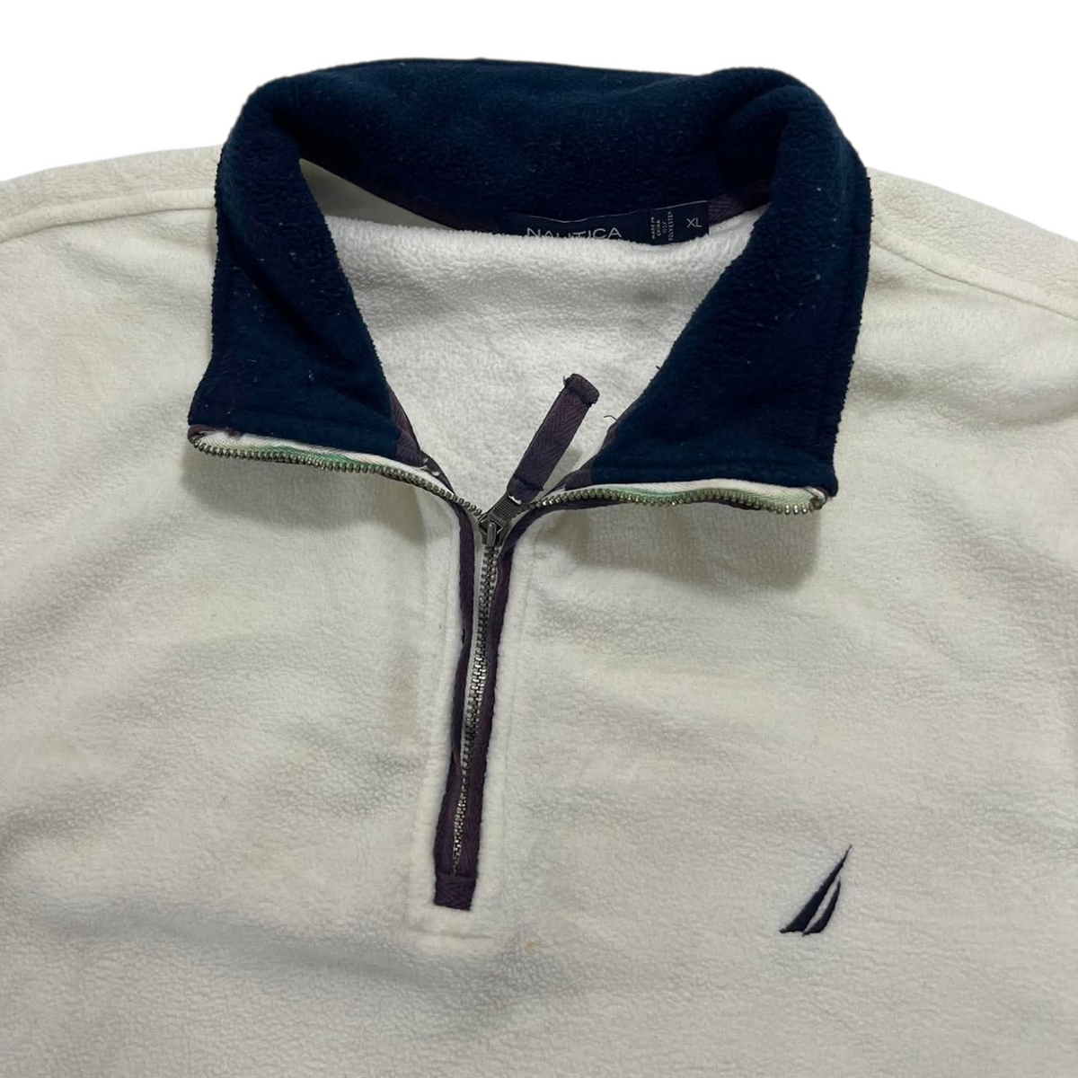 NAUTICA WHITE QUARTER ZIP FLEECE (XL)