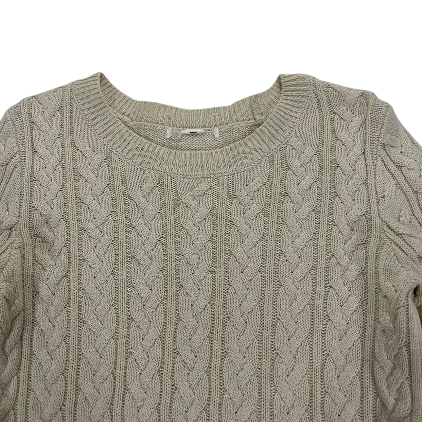 VINTAGE CREAM CABLE KNIT SWEATER (S)