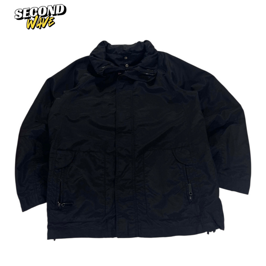 90S PLAIN BLACK WINDBREAKER JACKET (L)