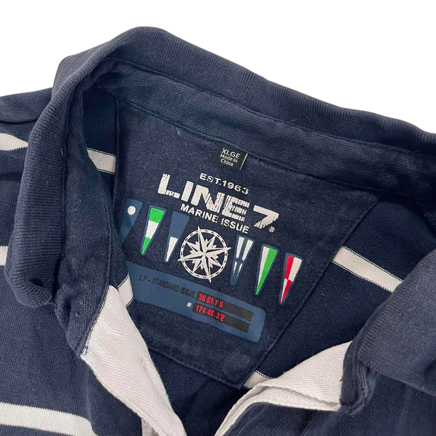 VINTAGE LINE 7 STRIPED POLO SHIRT (XL)