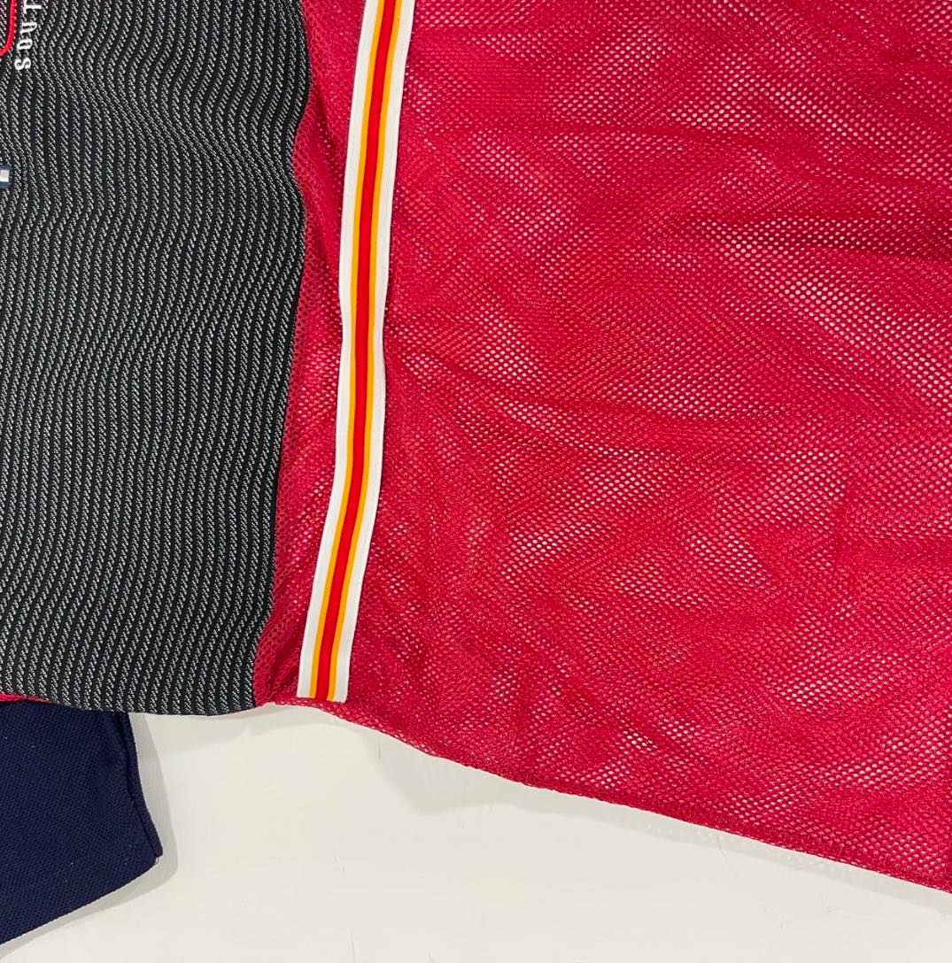 VINTAGE SOUTHPOLE RED& BLACK MESH QUARTER ZIP (L)
