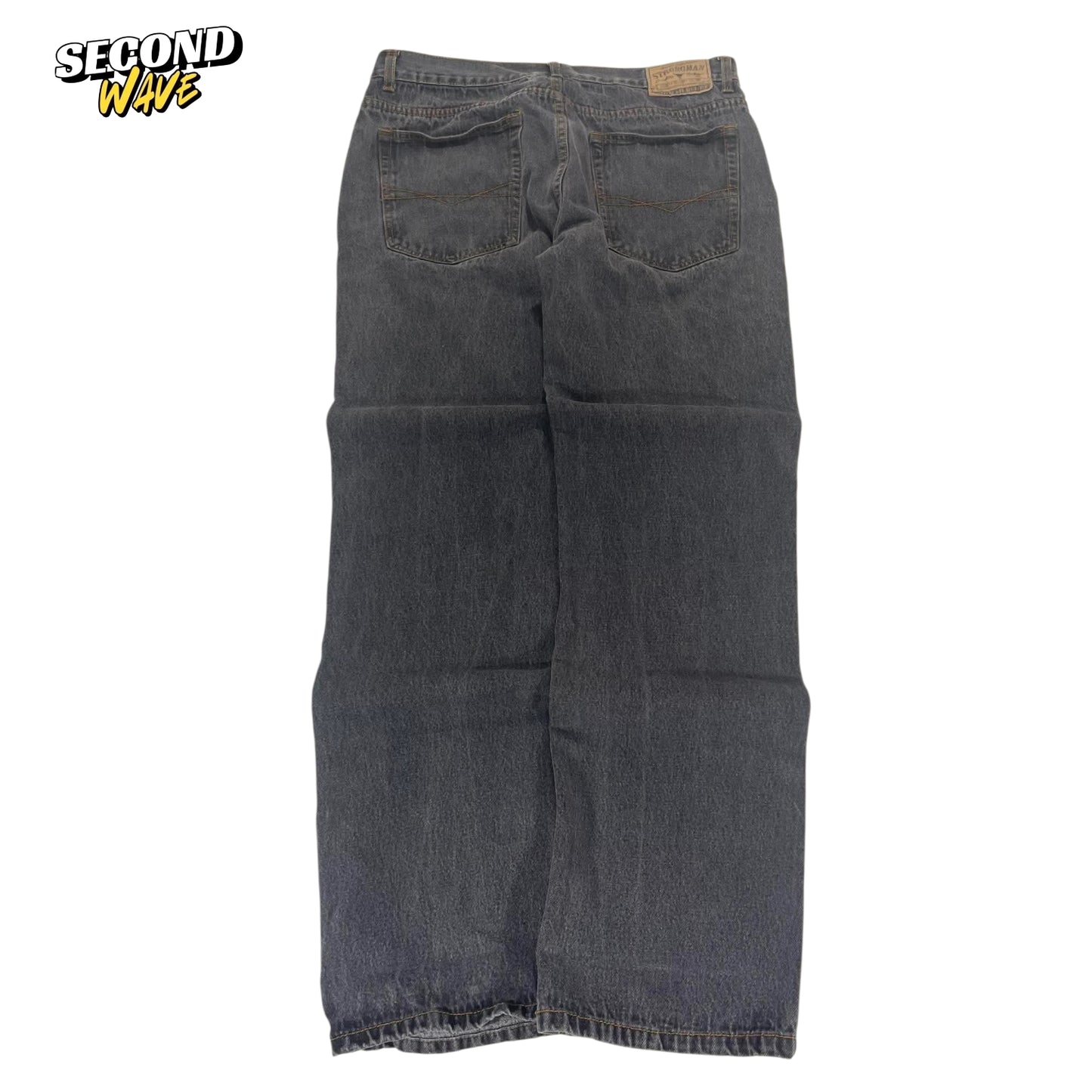 VINTAGE STRONGMAN DARK GREY DENIM JEANS (34)