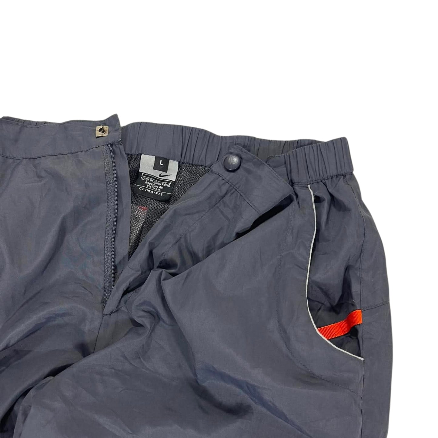 VINTAGE NIKE GREY TRACK PANTS WITH ORANGE ACCENTS (S)