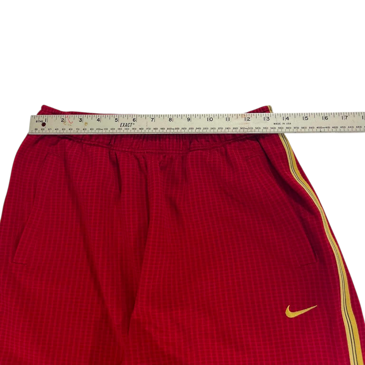 VINTAGE NIKE RED PINSTRIPE TRACK PANTS (L) ⁹