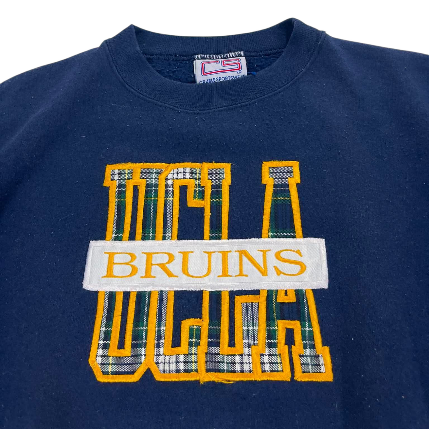 90S UCLA EMBROIDERED BRUINS NAVY CREWNECK (L-XL)
