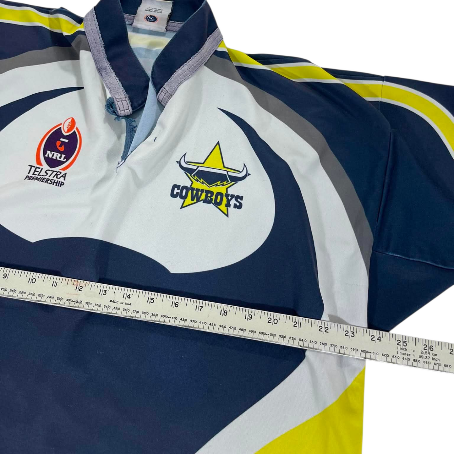 NRL COWBOYS BLUE & YELLOW POLO SHIRT (L-XL)