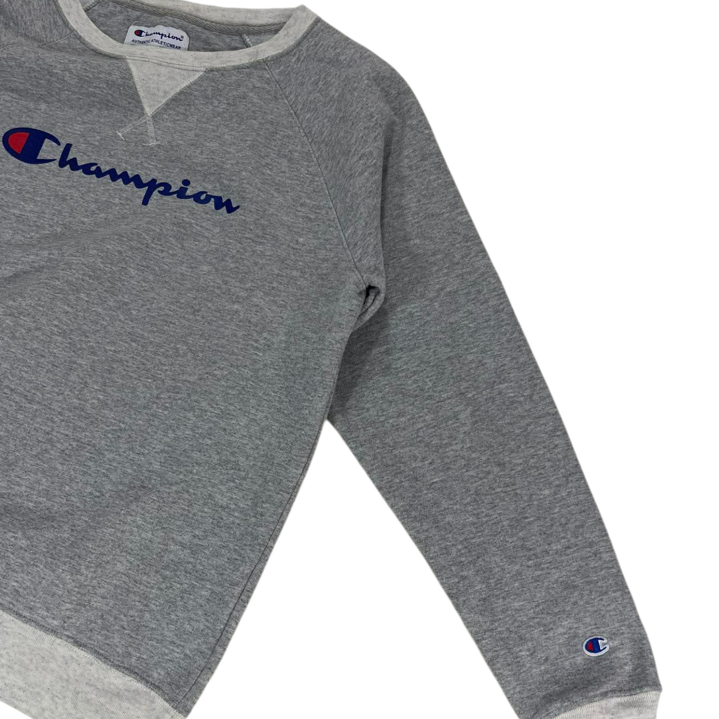 CHAMPION GREY SWEATSHIRT EMBROIDERED LOGO (M)