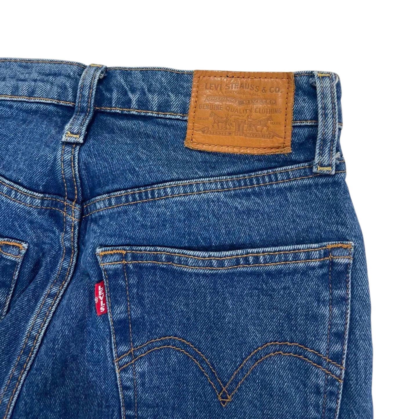WOMENS LEVI'S RIBCAGE STRAIGHT BLUE JEANS (26)