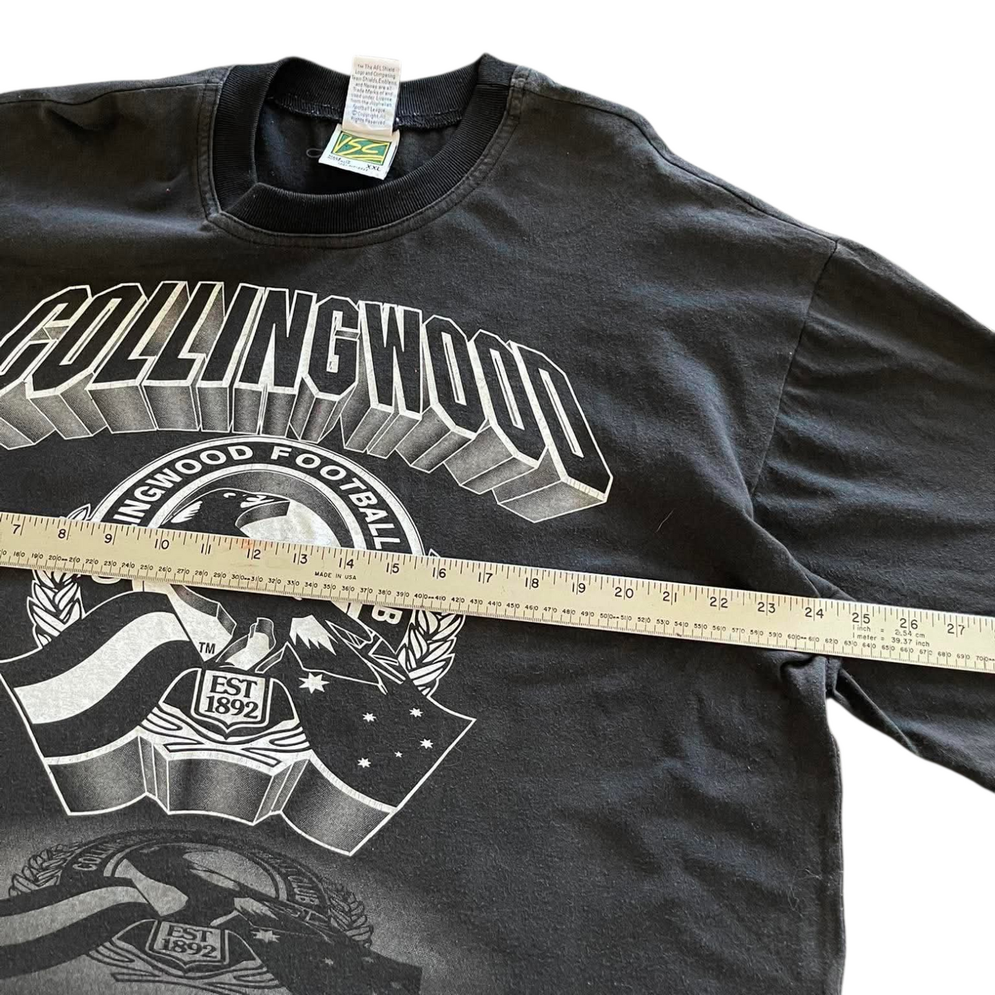 VINTAGE COLLINGWOOD FOOTBALL CLUB BLACK T-SHIRT (XXL)