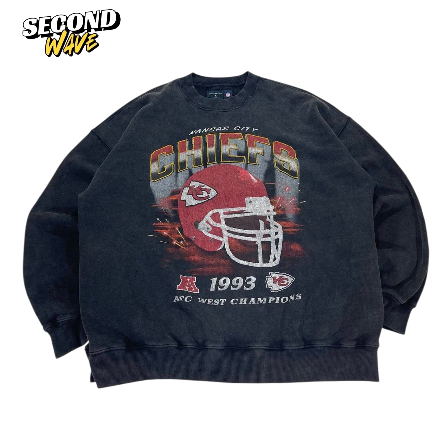 VINTAGE ABERCROMBIE & FITCH KANSAS CITY CHIEFS BLACK CREWNECK (XL)