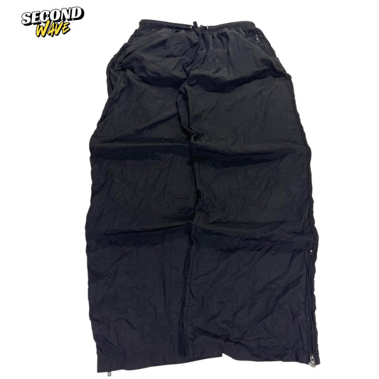 LIGHTWEIGHT BODY BLACK BAGGY WIDE LEG TRACK PANTS (L-XL)
