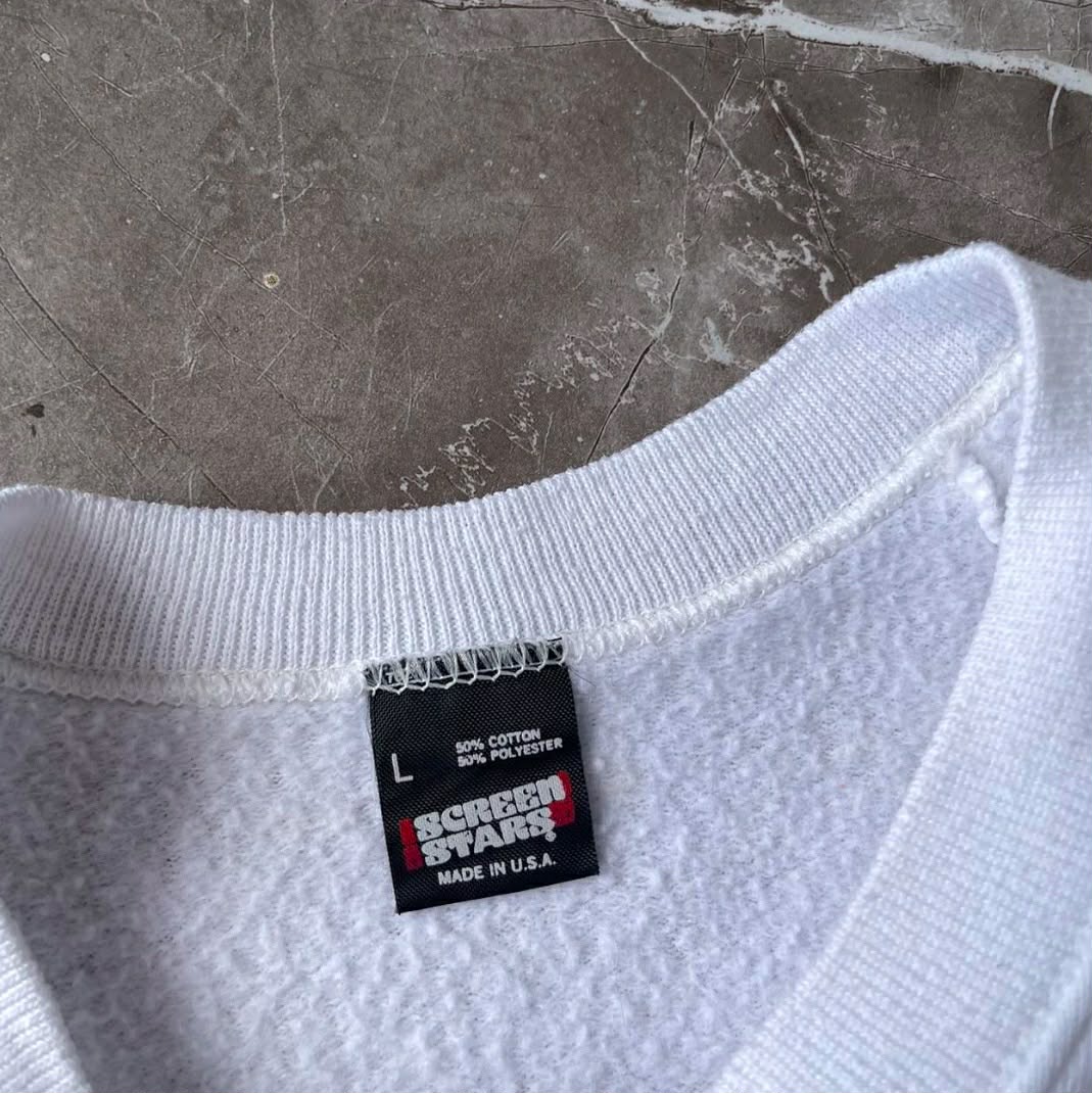 VINTAGE SAN FRANCISCO 49ers SUPER BOWL XXIII WHITE CREWNECK SWEATSHIRT (L)