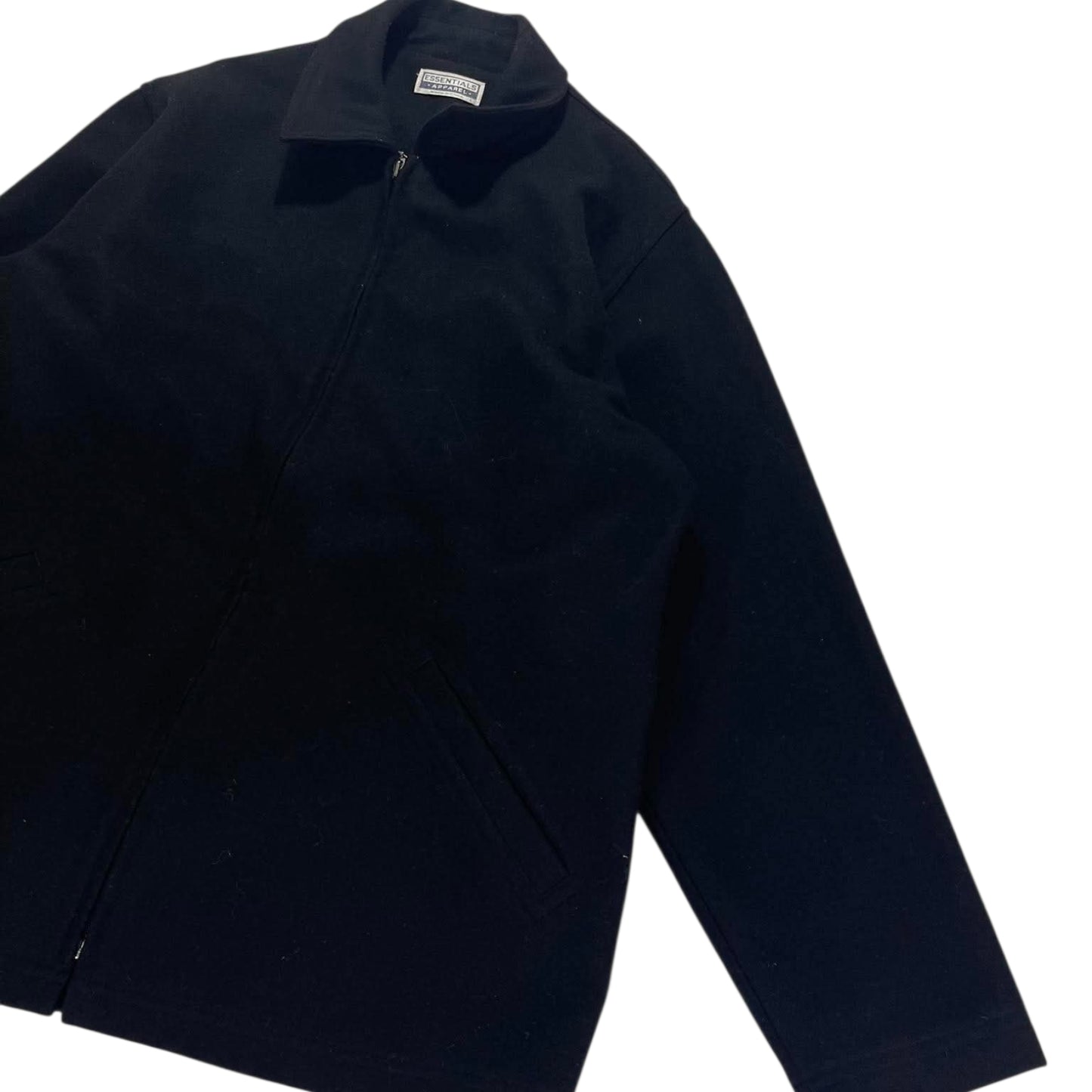 ESSENTIALS BLACK OVERSIZED ZIP UP JACKET (L)