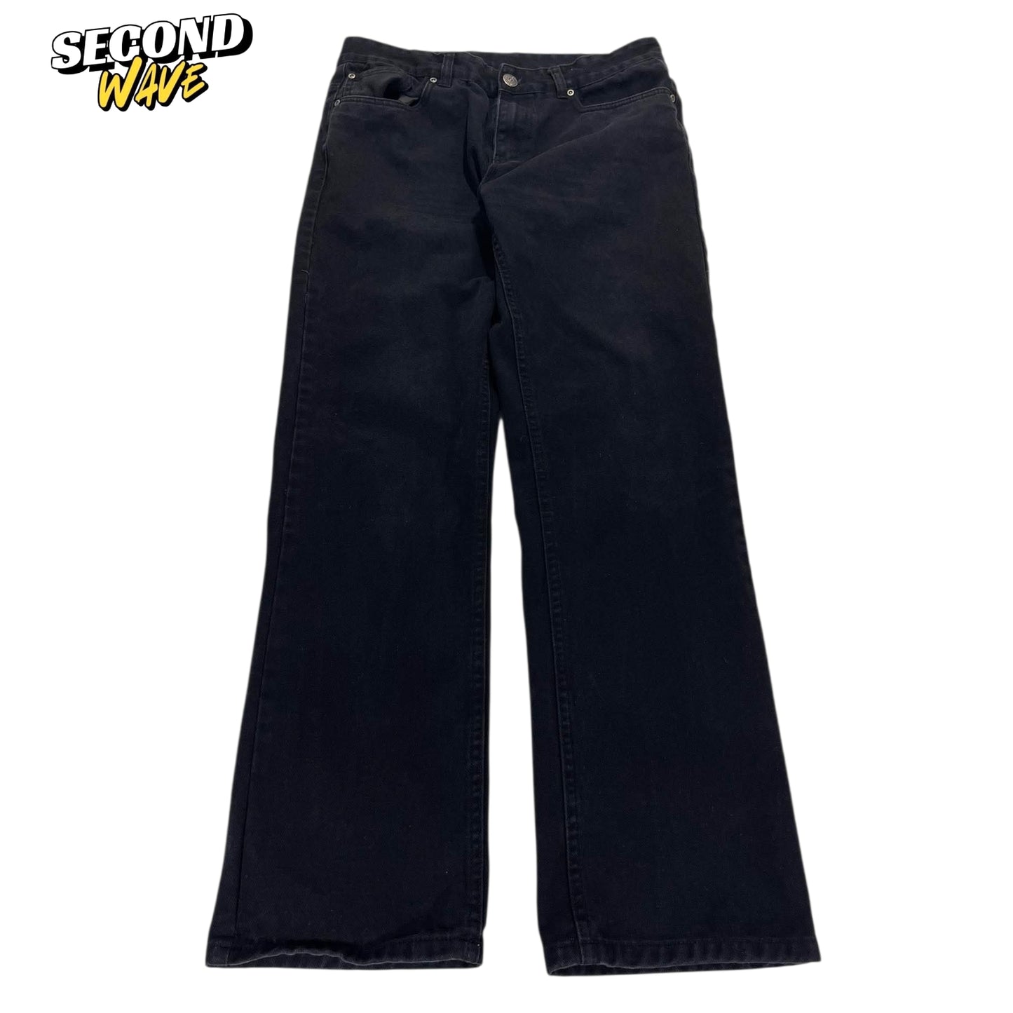 VINTAGE STRONG MAN 100% COTTON ON BLACK BAGGY WIDE LEG (32)