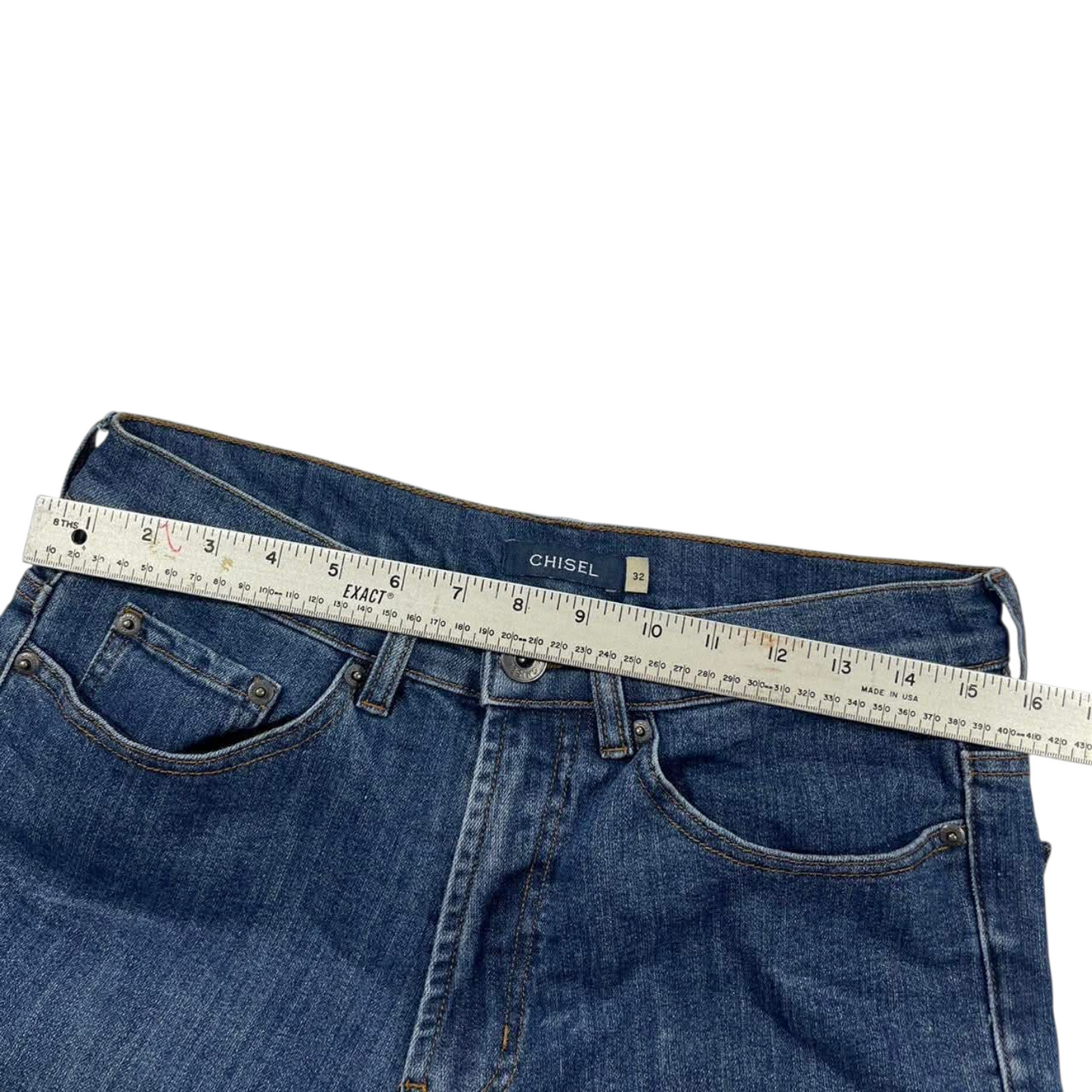 Y2K CHISEL BLUE DENIM SHORTS (32)