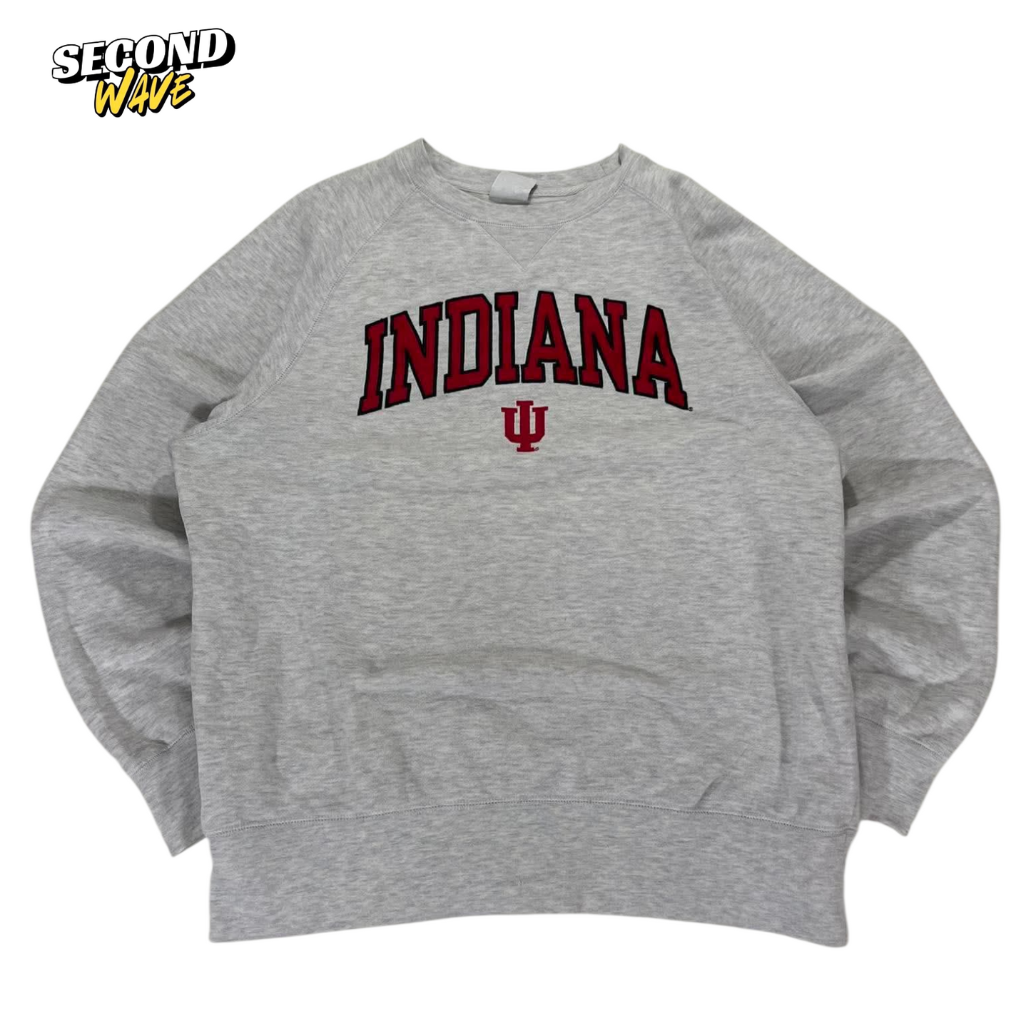 VINTAGE EMBROIDERED INDIANA UNIVERSITY GREY CREWNECK SWEATSHIRT (L)