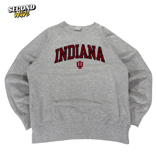 VINTAGE EMBROIDERED INDIANA UNIVERSITY GREY CREWNECK SWEATSHIRT (L)