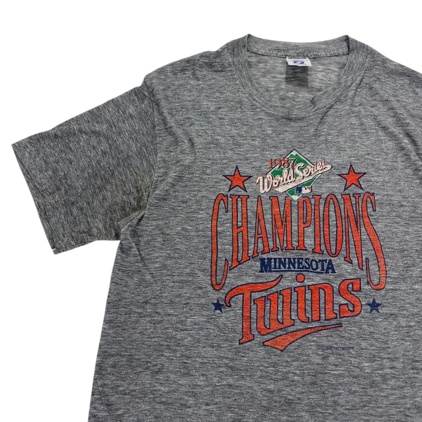 90S MINNESOTA TWINS WORLD SERIES CHAMPIONS GREY T-SHIRT (M)