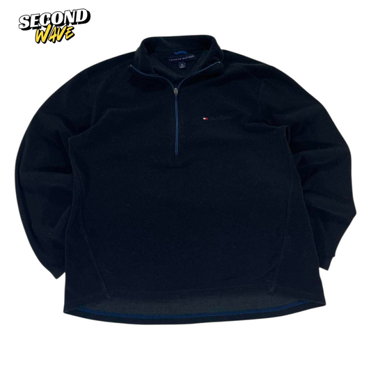 VINTAGE TOMMY HILFIGER NAVY BLUE QUARTER ZIP FLEECE (M)