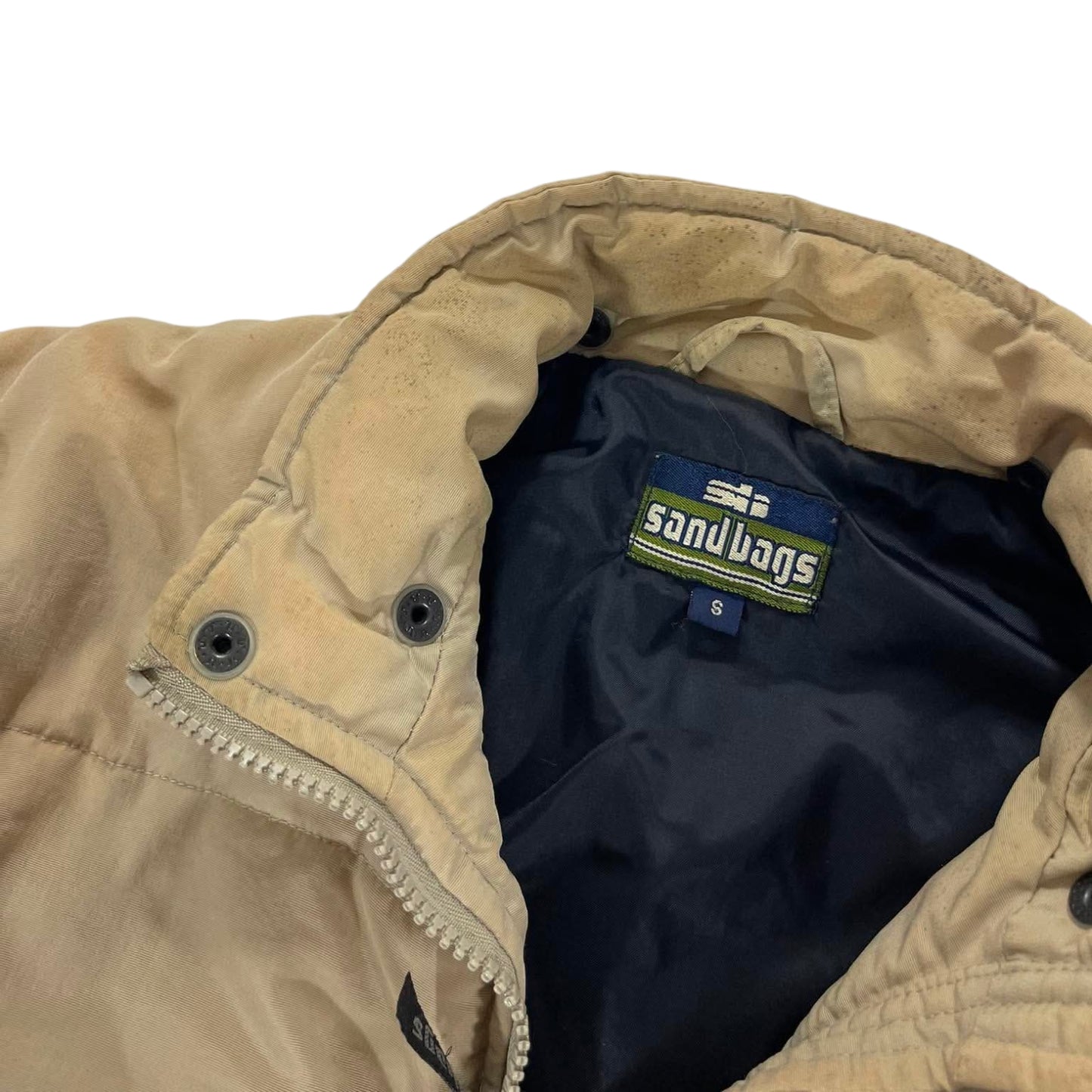 VINTAGE DETACHABLET SANDBAGS TAN PUFFER JACKET (S)
