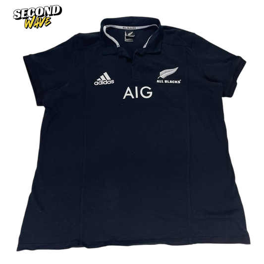 ADIDAS ALL BLACKS BLACK RUGBY POLO SHIRT (XL)