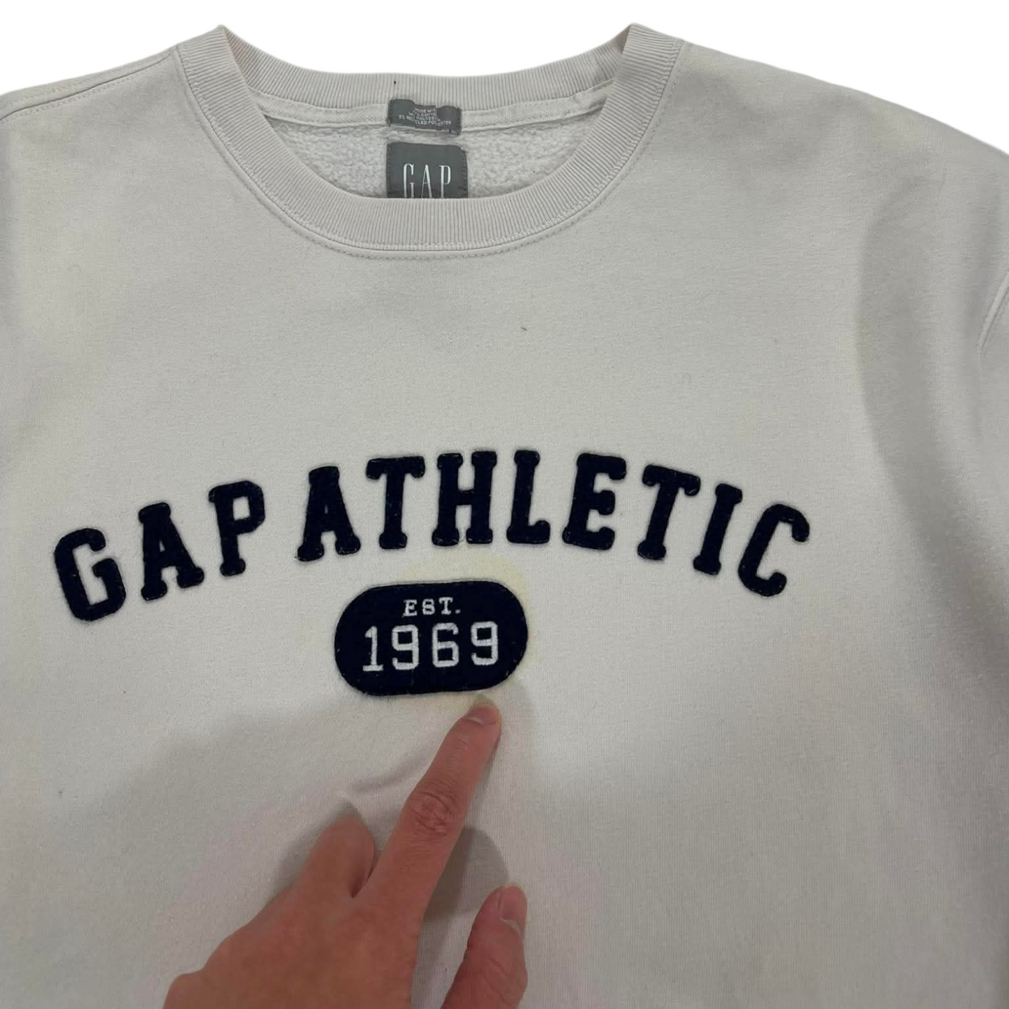 VINTAGE CREAM GAP ATHLETIC CREWNECK SWEATSHIRT (M)