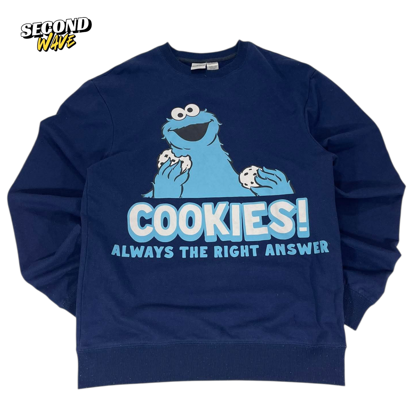 SESAME STREET COOKIE MONSTER BLUE CREWNECK SWEATSHIRT (M)