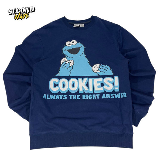 SESAME STREET COOKIE MONSTER BLUE CREWNECK SWEATSHIRT (M)