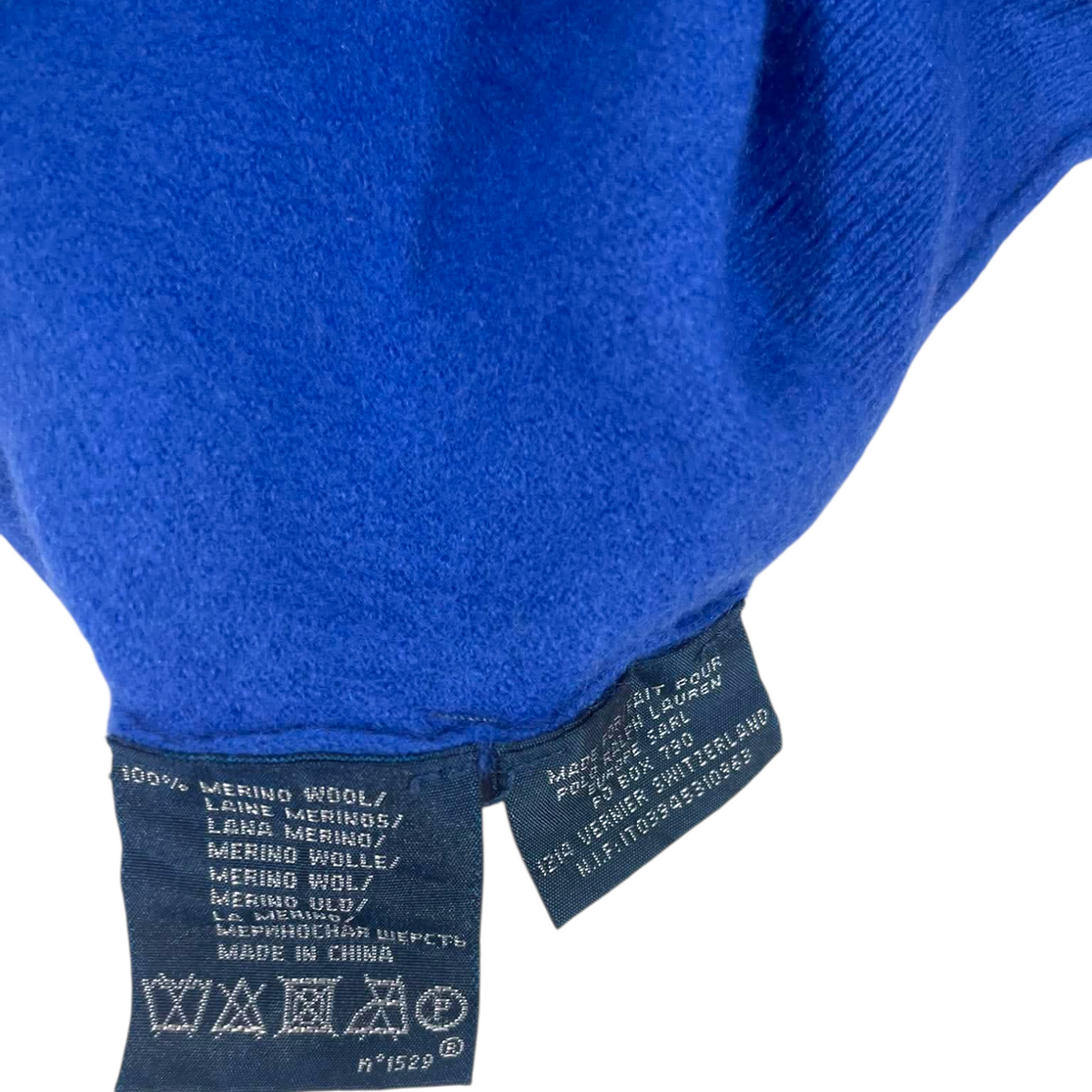 100% WOOL POLO RALPH LAUREN BLUE CREWNECK (BEST FIT SMALL)