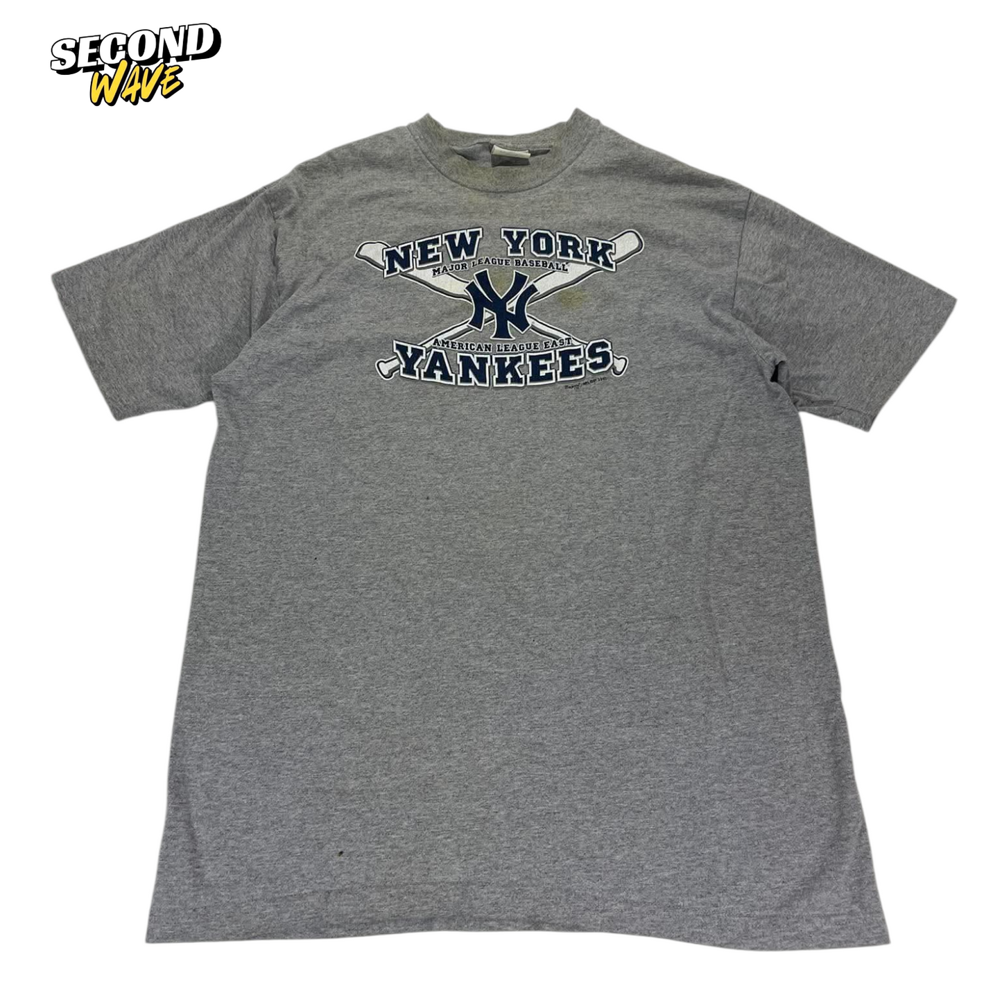 VINTAGE GREY NEW YORK YANKEES MLB BASEBALL TEE (L)