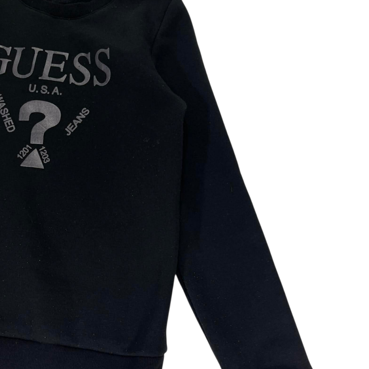 VINTAGE GUESS BLACK CREWNECK SWEATSHIRT WITH SILVER LOGO(M)