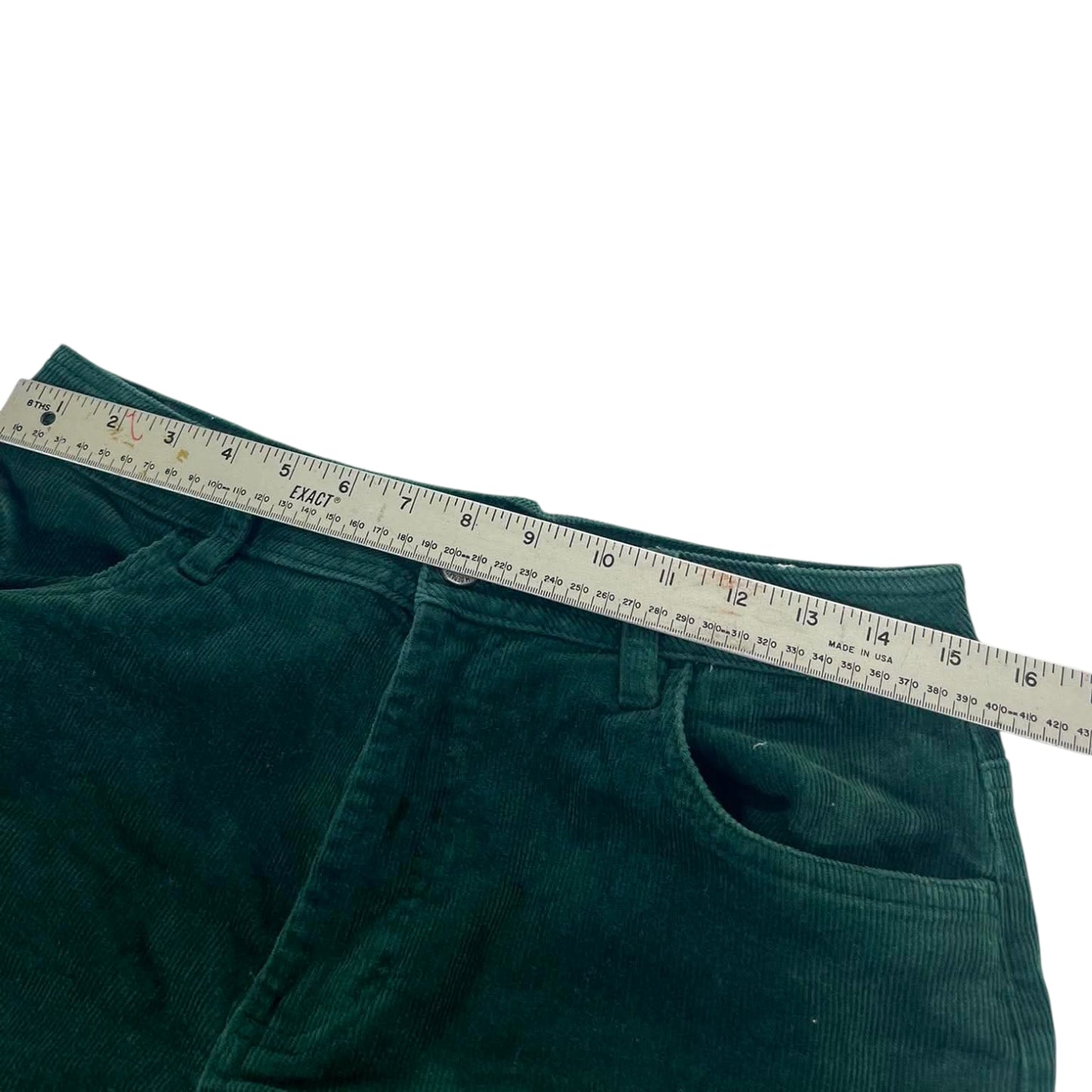 GREEN CORDUROY WIDE LEG TROUSERS (30)