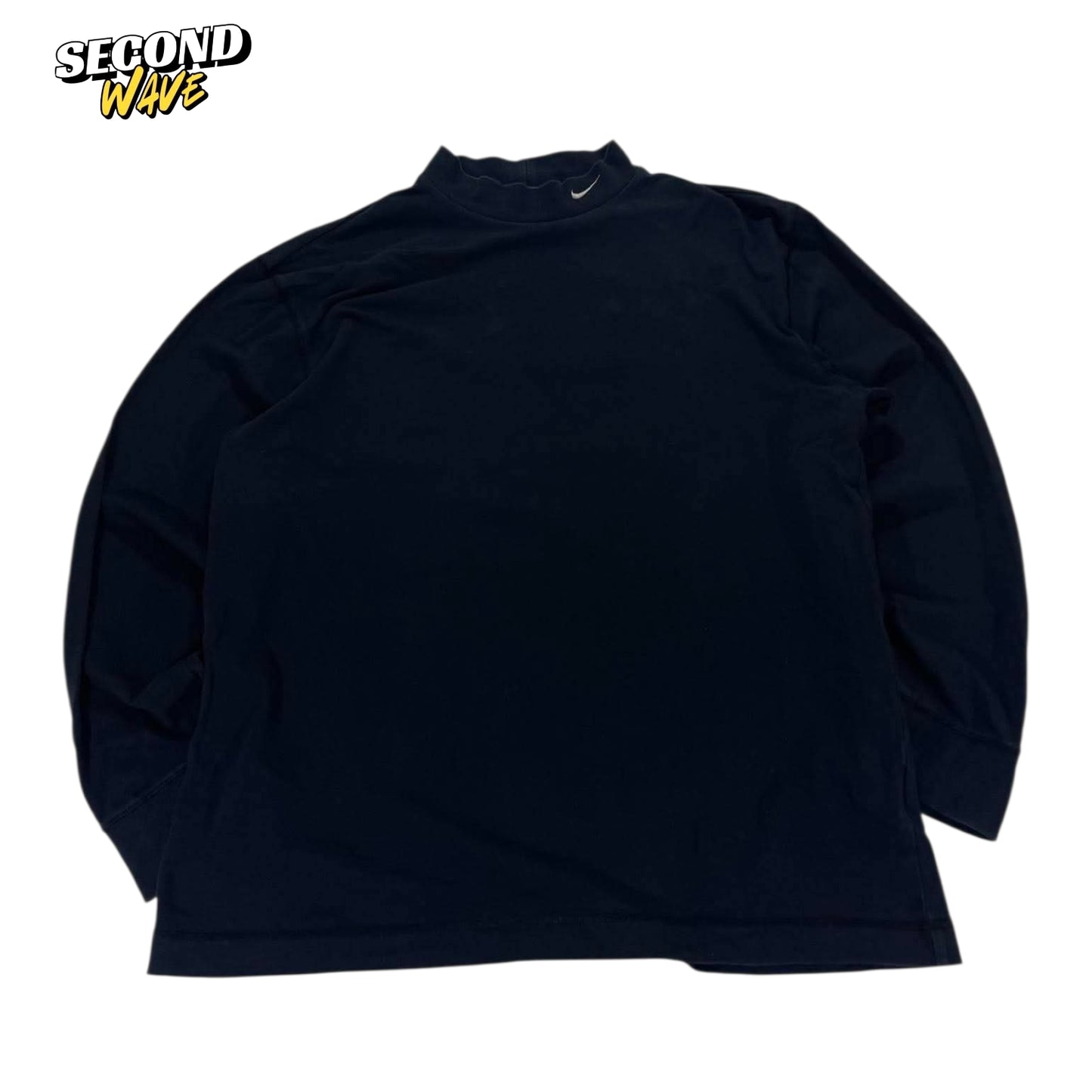 VINTAGE NIKE BLACK LONG SLEEVE MOCK NECK TOP (L)