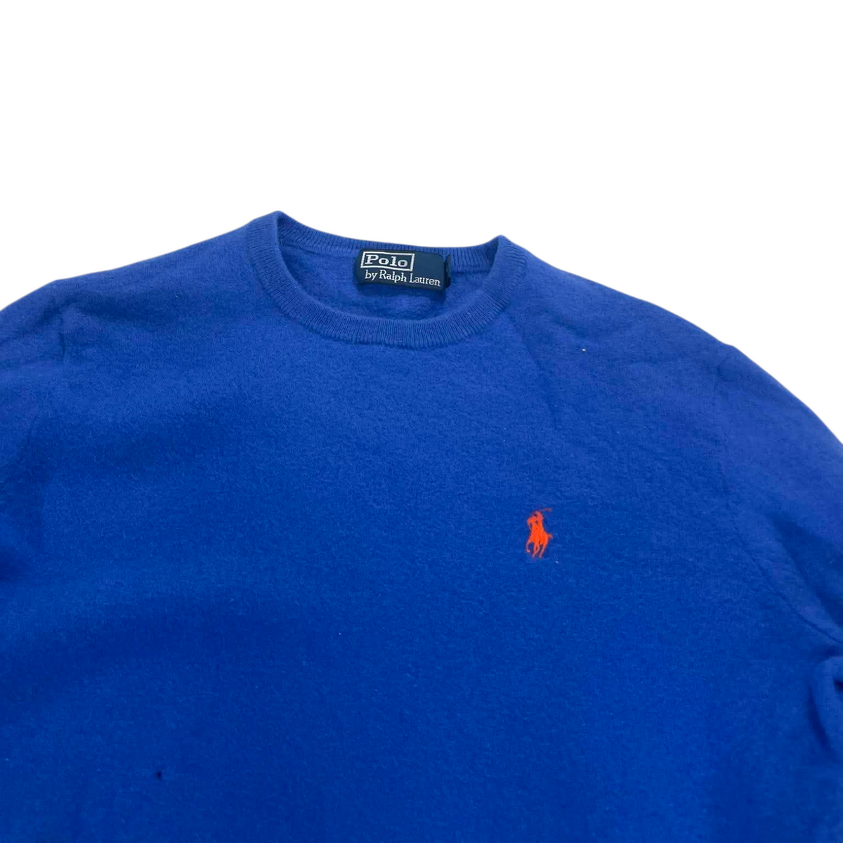 100% WOOL POLO RALPH LAUREN BLUE CREWNECK (BEST FIT SMALL)
