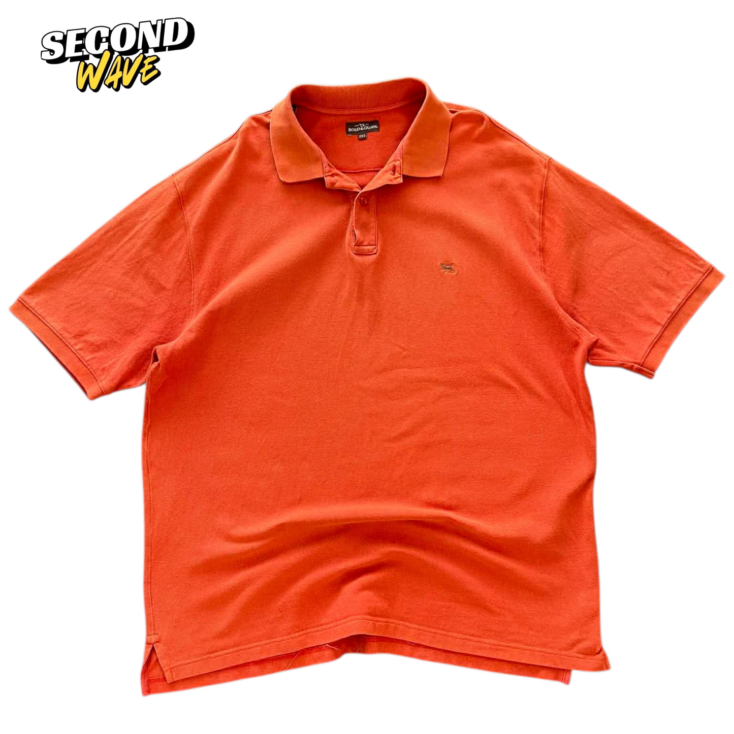 VINTAGE RODD N GUNN ORANGE POLO SHIRT WITH EMBROIDERED LOGO (XL)