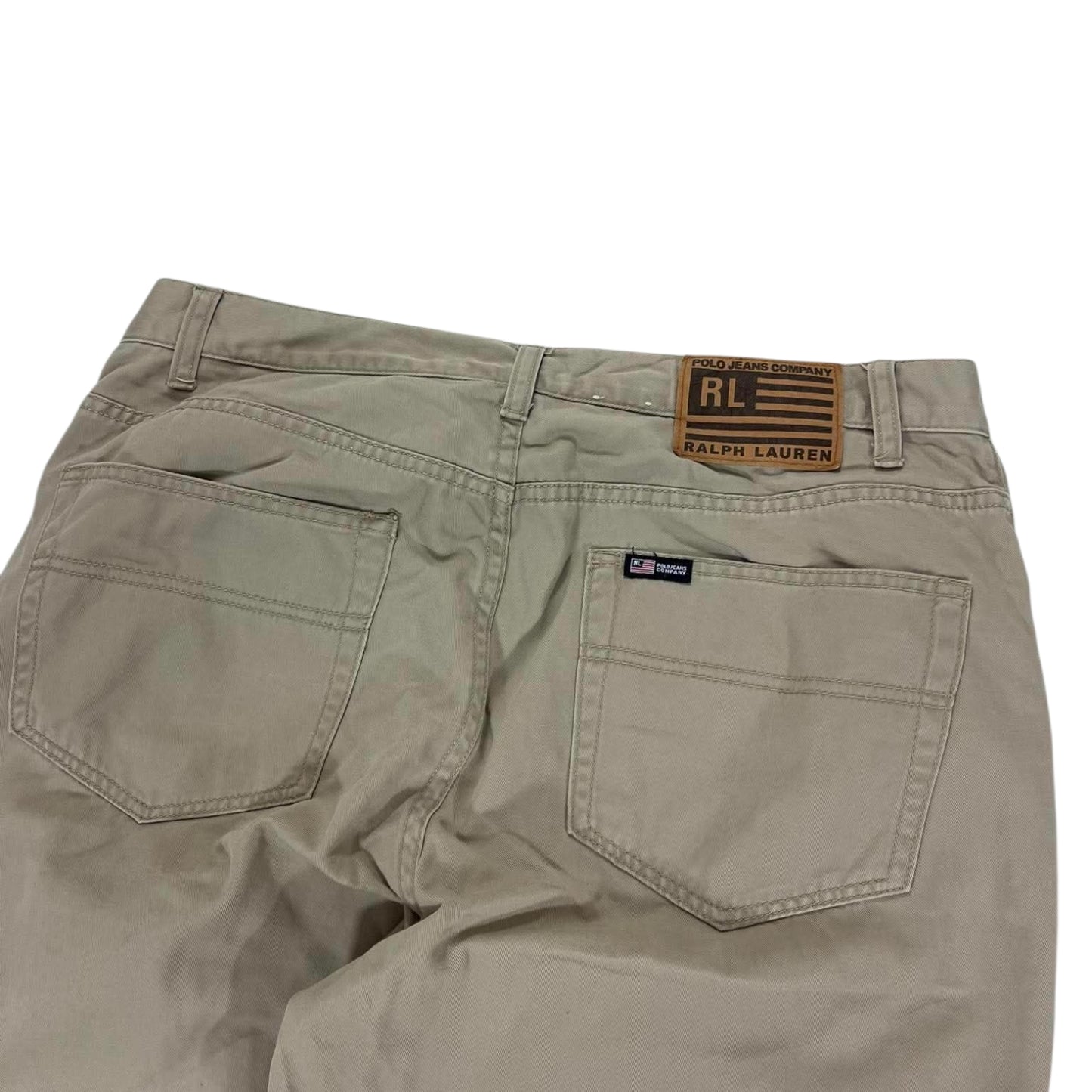 POLO RALPH LAUREN TAN WIDE LEG TROUSERS (34)