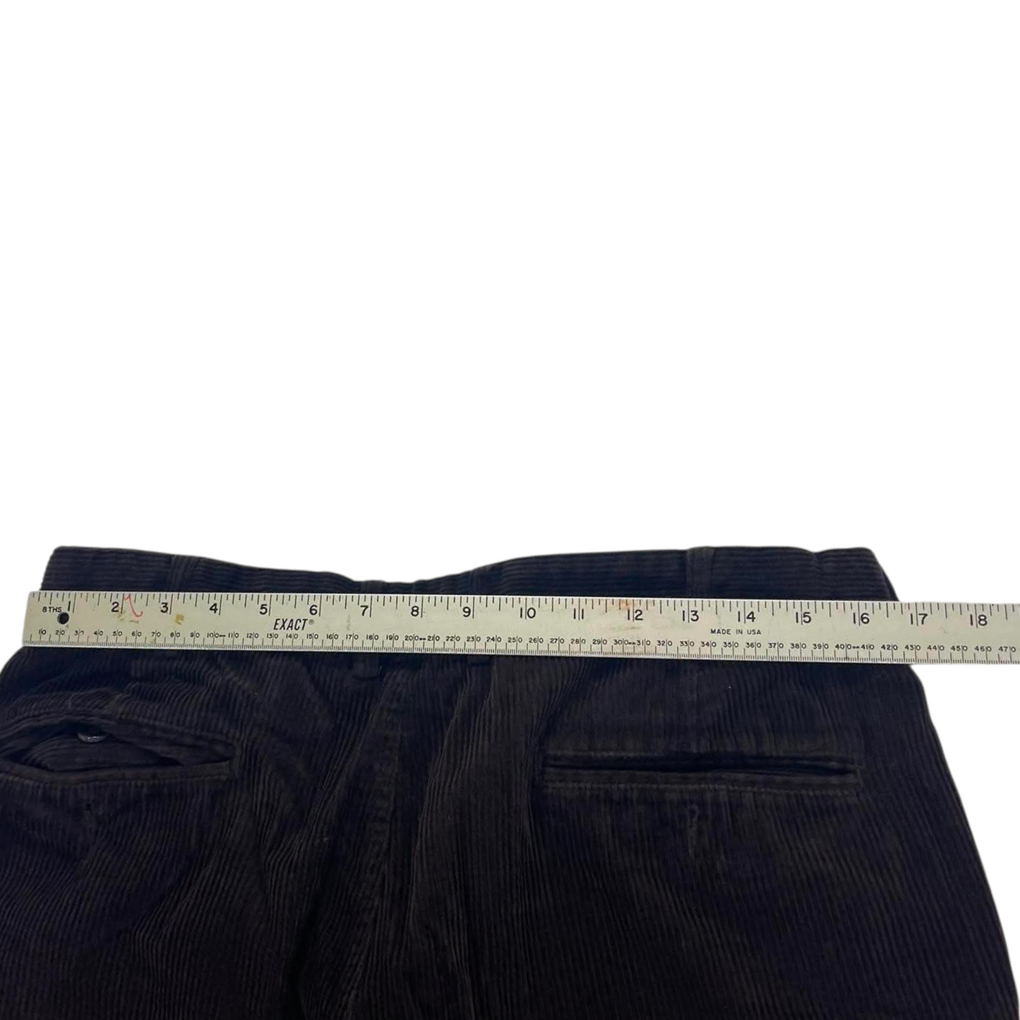 DARK BROWN CHISEL CORDUROY WIDE LEG TROUSERS (34)
