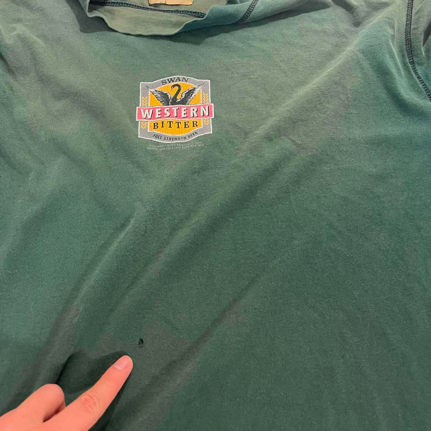 VINTAGE TRASHEDMALT WORKS GREEN SHIRT (XXL)