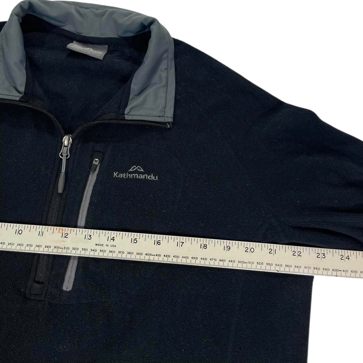VINTAGE KATHMANDU BLACK FLEECE QUARTER ZIP JUMPER (L)