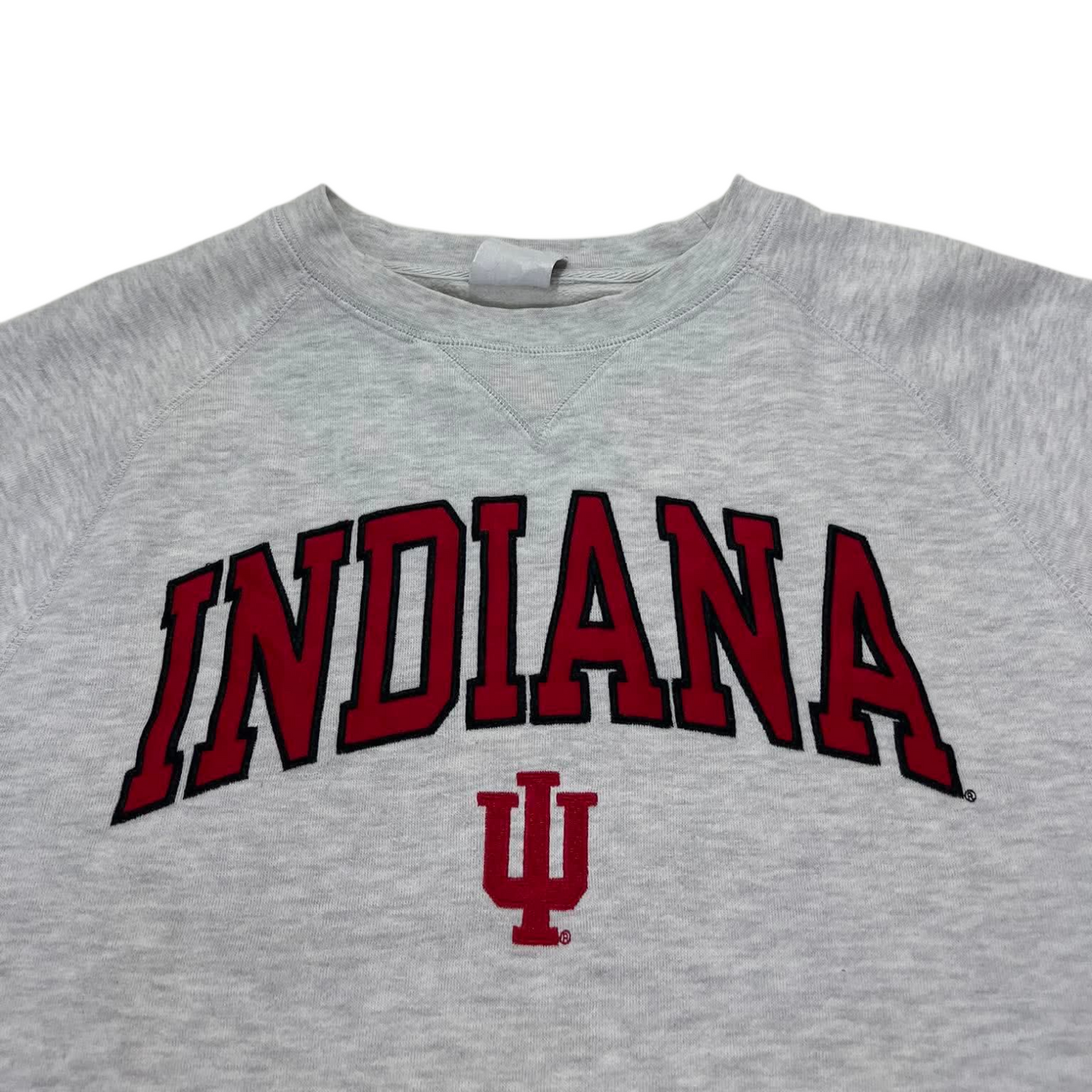 VINTAGE EMBROIDERED INDIANA UNIVERSITY GREY CREWNECK SWEATSHIRT (L)