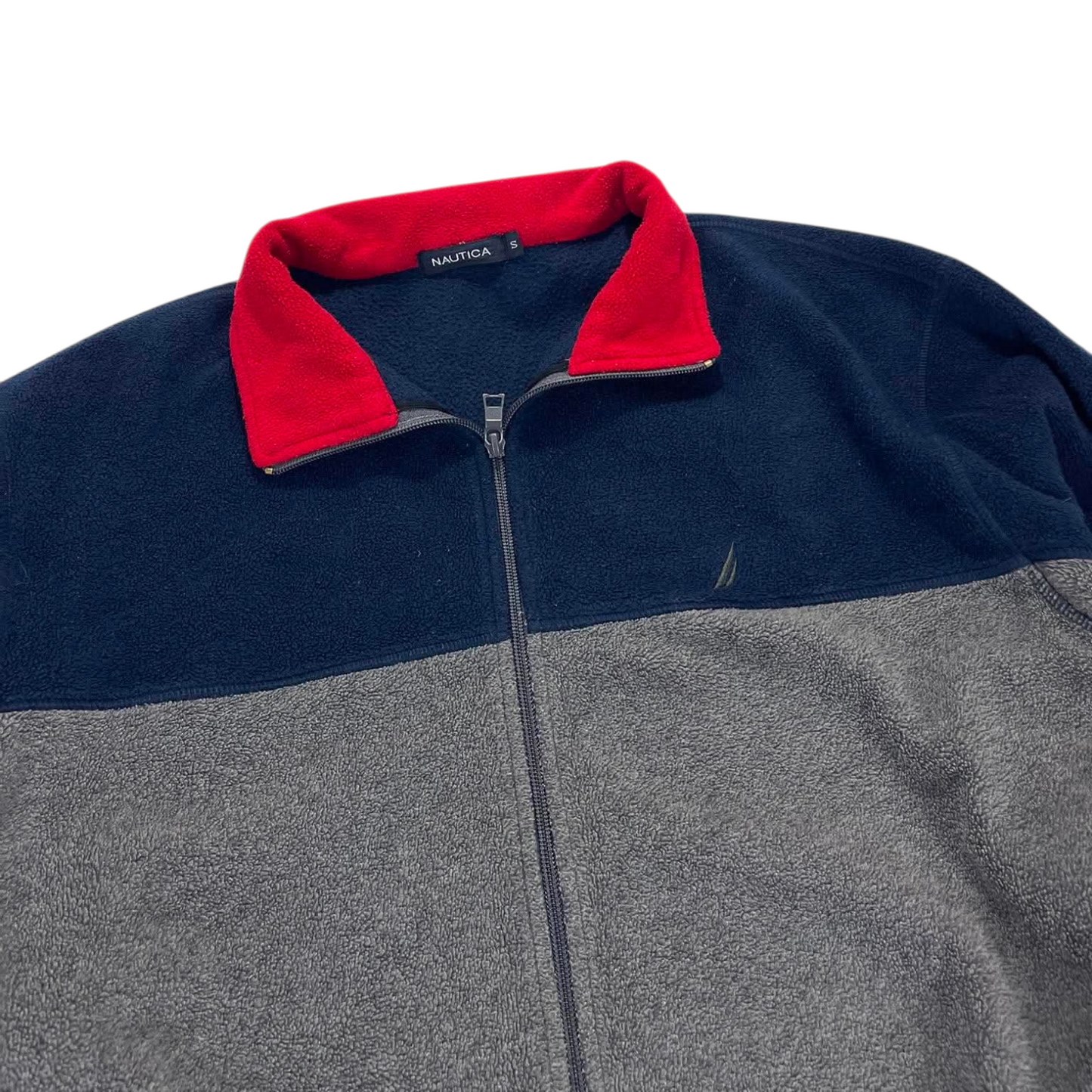 VINTAGE NAUTICA NAVY BLUE FLEECE JACKET (S-M)