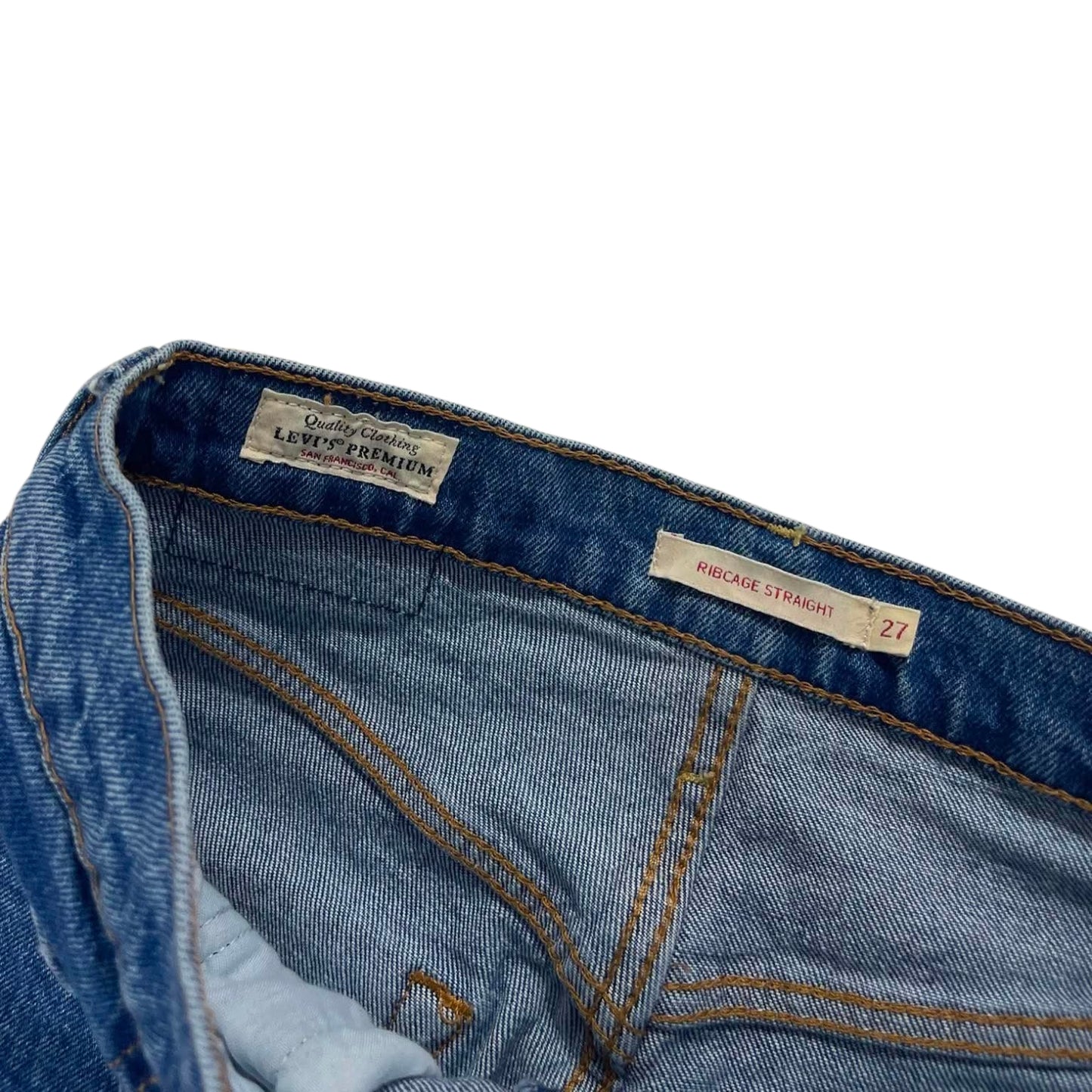 WOMENS LEVI'S RIBCAGE STRAIGHT BLUE JEANS (26)