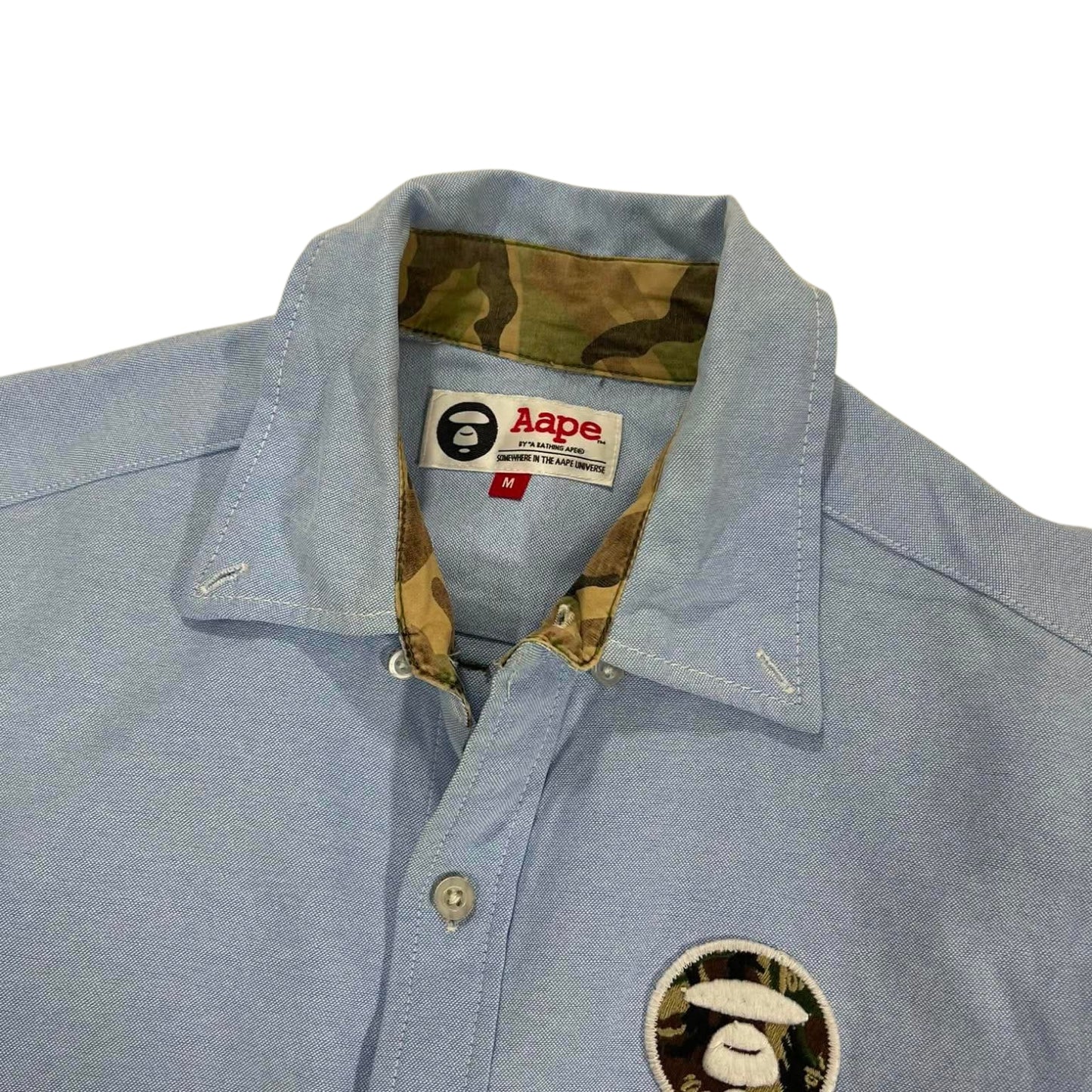 AAPE A BATHING APE BLUE BUTTON UP (M)