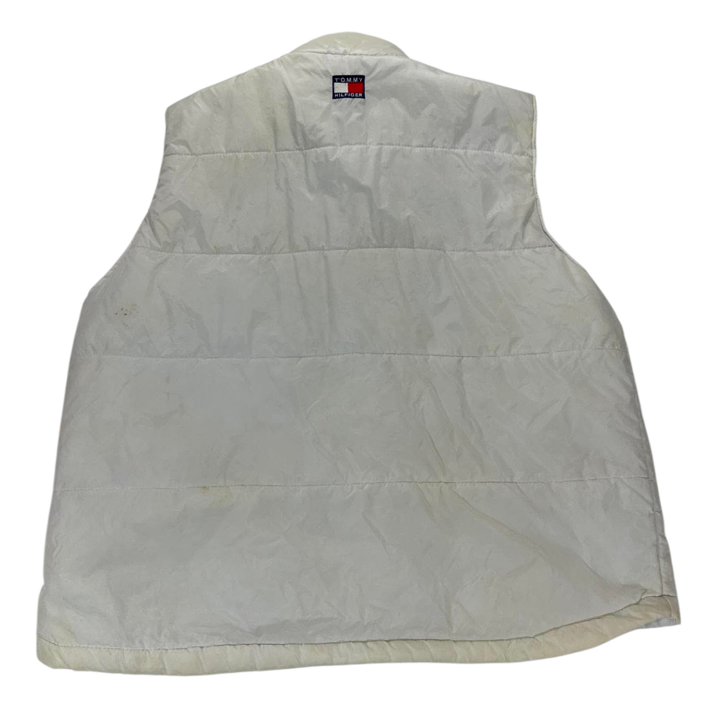 VINTAGE TRASHED FUBU WHITE PUFFER VEST (L)