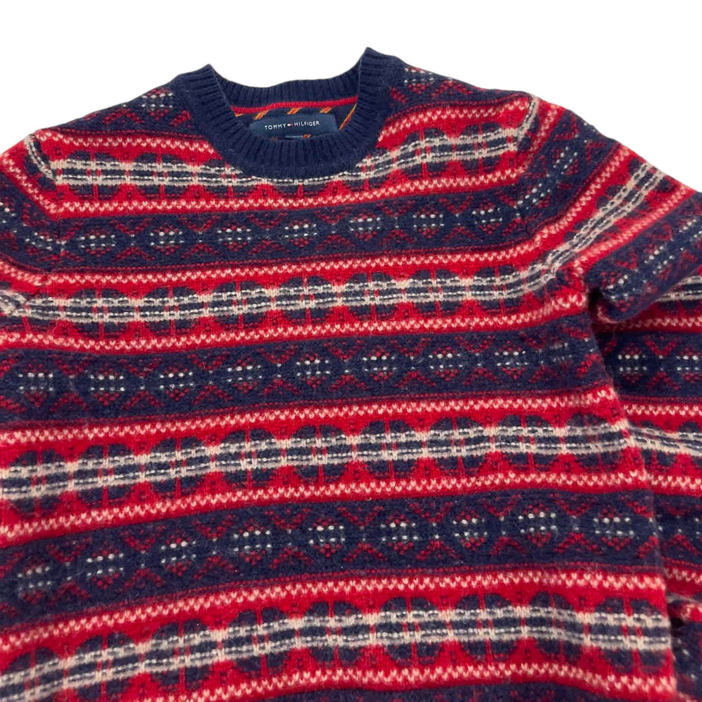 TOMMY HILFIGER RED AND NAVY BLUE SWEATER (S)