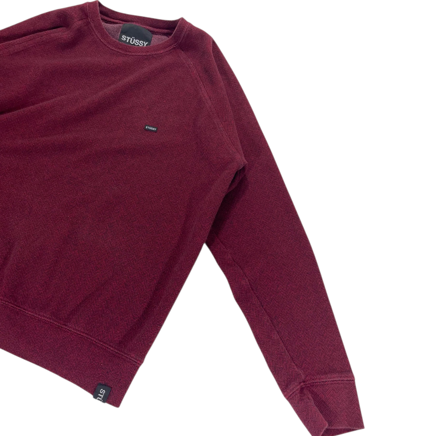 VINTAGE STÜSSY BURGUNDY CREWNECK SWEATER (M)